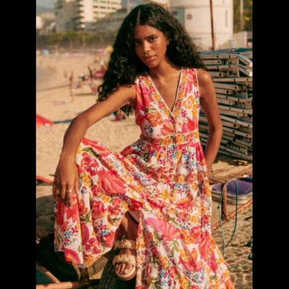 NWT Sezane X Farm Rio Alamedee Maxi Dress Size 4 - Picture 1 of 17